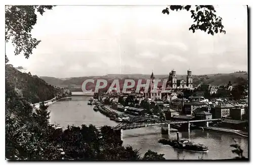 Cartes postales Passau Blick auf Donauhafen mit Dom u Kirchen