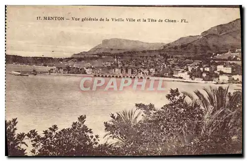 Cartes postales Menton vue generale de la Vieille Ville et la Tete de Chien