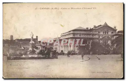 Cartes postales Cannes A M Casino et Monument d'Edouard VII