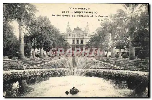 Cartes postales Cote d'Azur Monte Carlo le Jet d'eau du Parterre et le Casino