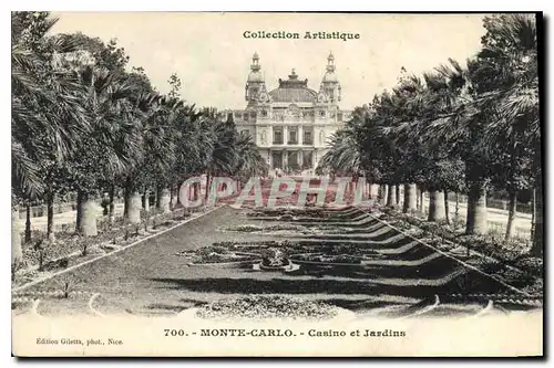 Cartes postales Collection Artistique Monte Carlo Casino et Jardins