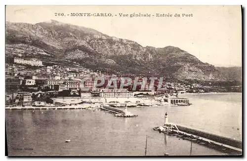 Cartes postales Monte Carlo Vue generale Entree du Port