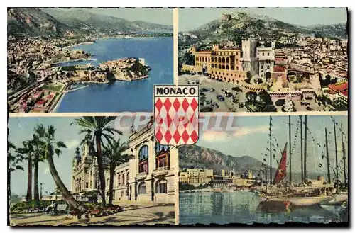 Ansichtskarte AK Souvenir de la Principaute de Monaco vue henerale sur la Principaute le Palais du Prince le casi