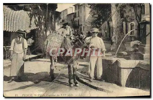 Ansichtskarte AK Vence Vieille Fontaine du XVI siecle Ane Mule Folklore TOP