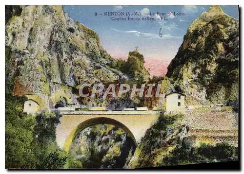 Cartes postales Menton AM Le Pont St Louis Confins franco italien