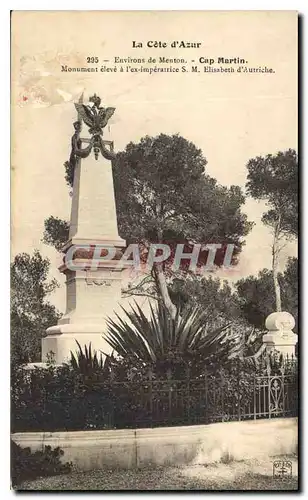 Ansichtskarte AK Environs de Menton Cap Martin Monument eleve a l'ex imperatrice