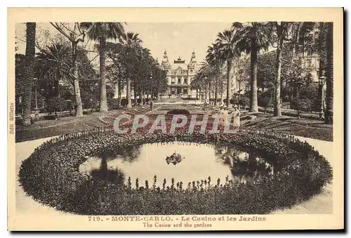 Cartes postales Monte Carlo Le Casino et les Jardins