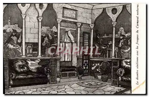 Cartes postales La chambre venitienne avec les fresques du Carnaval nocturne Menton