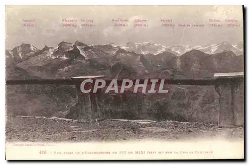 Cartes postales Vue prise de l'Observatoire du pic du midi sur la Chaine Centrale