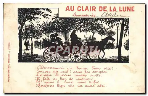 Cartes postales Au Clair de la Lune Caleche Femme