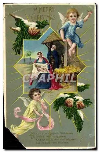 Cartes postales A Merry Christmas Enfants Ange