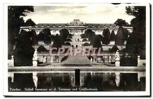Cartes postales Potsdam Schlob Sanssouci md Terrassen und Goldfischteich
