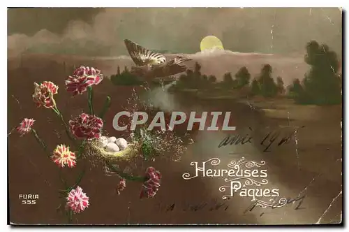 Cartes postales Heureuses Paques Fleurs Papillon
