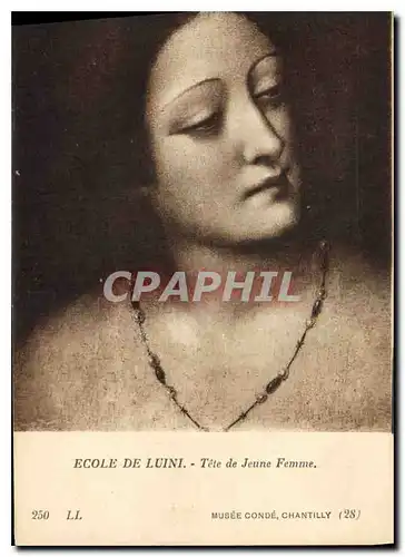 Cartes postales Musee Conde Chantilly Ecole de Luini Tete de Jeune Femme