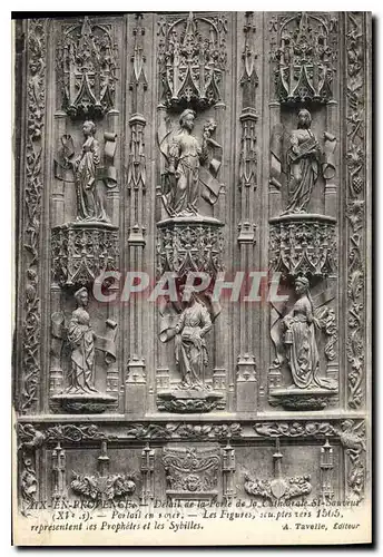 Ansichtskarte AK Aix en Provence detail de la Porte de la Cathedrale St Sauveur XI S Portail en noyer les Figures