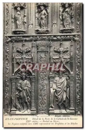 Cartes postales Aix en Provence detail de la Porte de la Cathedrale St Sauveur XV siecle Portail en Noyer les Fi