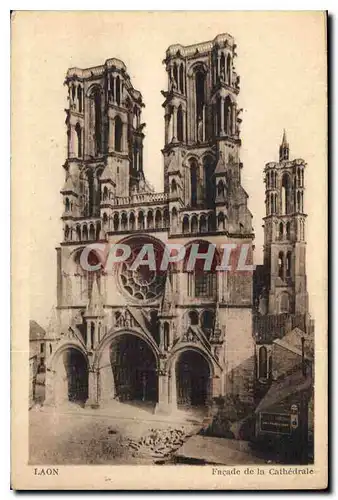 Cartes postales Laon Facade de la Cathedrale