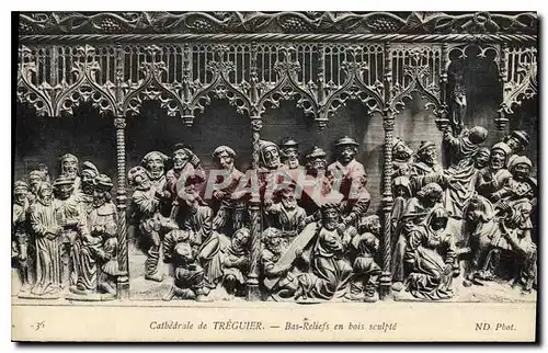 Ansichtskarte AK Cathedrale de Treguier Bas Reliefs en bois sculpte