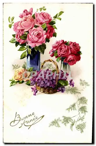 Cartes postales Bonne Annee Fleurs