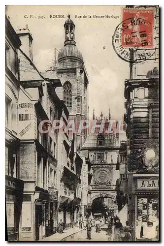 Cartes postales Rouen rue de la Grosse Horloge