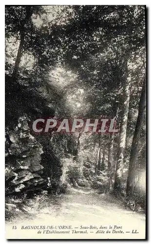 Ansichtskarte AK Bagnoles de l'Orne Sous Bois dans le Parc de l'Etablissement Thermal Allee du Dante