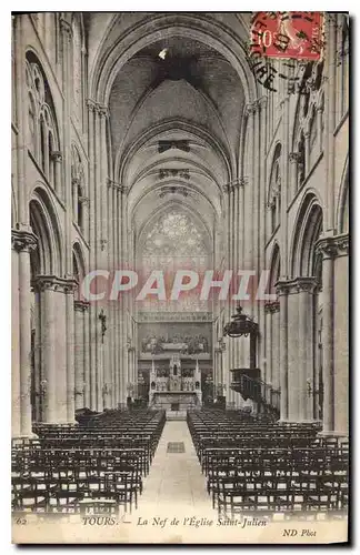 Cartes postales Tours la Nef de l'Eglise Saint Julien