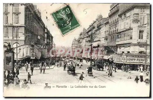 Cartes postales Marseille la cannebiere vue du Cours Tramway