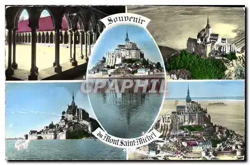 Cartes postales Le Mont Saint Michel Manche le cloitre facade Nord Ouest Reflets du Soir le Mont a maree Haute l