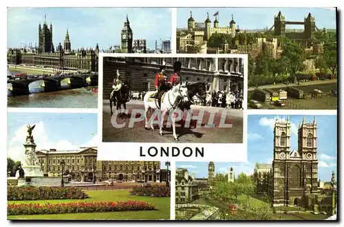 Cartes postales The Houses of Parliament the Tower and Tower Bridge and Westminster Bridge HM the Queen and HRH