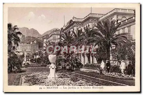 Cartes postales Menton Les Jardins et le Casino Municipal