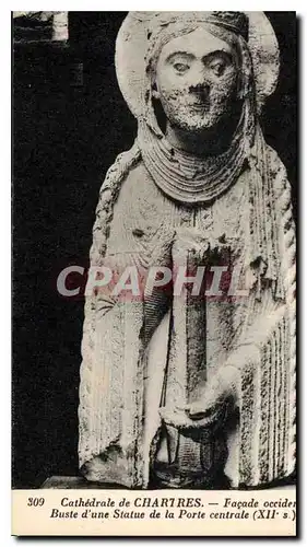 Ansichtskarte AK Cathedrale de Chartres Facade occidentale Buste d'une Statue de la Porte centrale XIIs