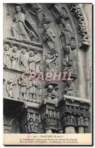 Ansichtskarte AK Chartres E et L La Cathedrale Details du Porche du Portail Occidentale Baie de droite XII siecle