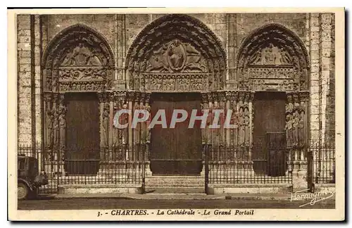 Ansichtskarte AK Chartres La Cathedrale Le Grand Portail