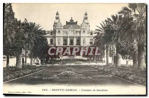 Cartes postales Monte Carlo Casino et Jardins