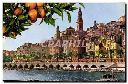 Cartes postales Menton AM Les Plages des Sablettes et la Vieille Ville