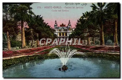 Cartes postales Monte Carlo Casino et Jardins