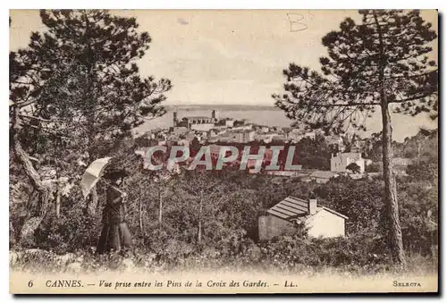 Cartes postales Cannes Vue prise entre les pins de la Croix des Gardes