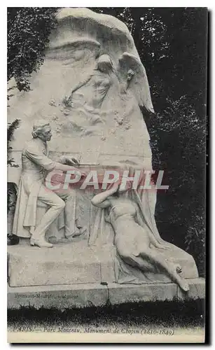 Cartes postales Paris Parc Monceau Monument de Chopin  Musique Piano