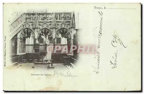 Cartes postales Troyes Interieur de l'Eglise Carte precurseur