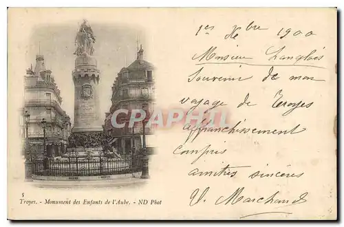 Cartes postales Troyes  Monument des Enfants de l'Aube Carte 1900