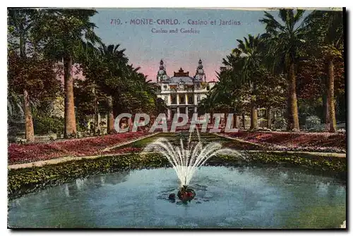 Cartes postales Monte Carlo Casino et Jardins