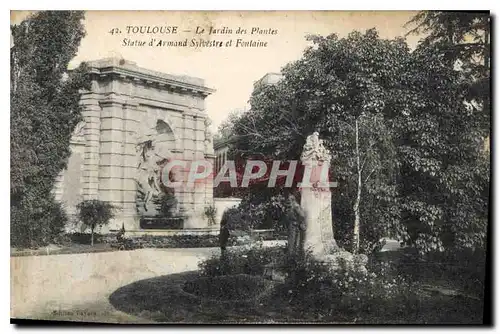 Ansichtskarte AK Toulouse Le Jardin des Plantes Statue d'Armand Sylvestre et Fontaine