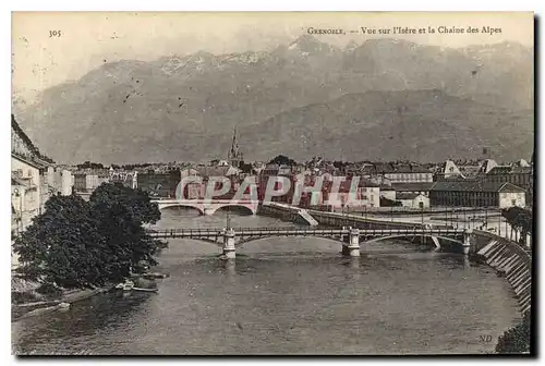 Cartes postales Grenoble Vue sur l'Isere et la Chaine des Alpes