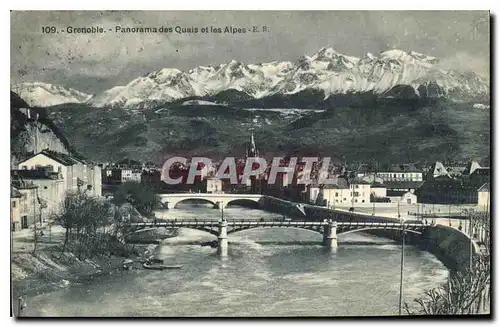 Ansichtskarte AK Grenoble Panorama des Quais et les Alpes