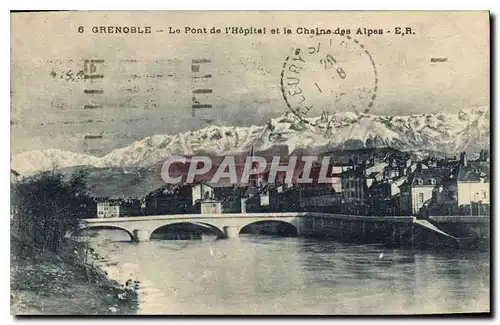 Cartes postales Grenoble Le Pont de l'Hopital et la Chaine des Alpes