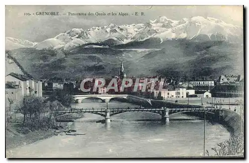 Ansichtskarte AK Grenoble Panorama des Quais et les Alpes