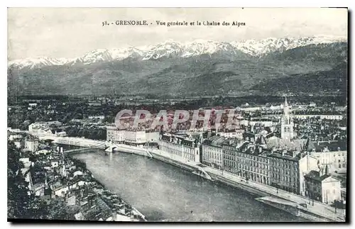 Cartes postales Grenoble Vue generale et la Chaine des Alpes