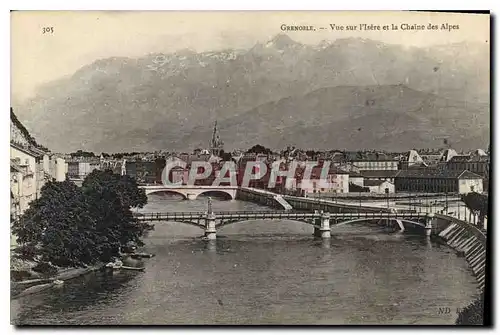 Cartes postales Grenoble Vue sur l'Isere et la Chaine des Alpes