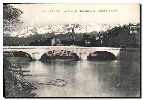 Cartes postales Grenoble Pont de l'Hopital et la Chaine des Alpes