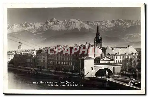 Cartes postales Grenoble les Quais le teleferique et les Alpes